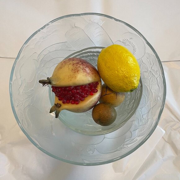 VINTAGE Salad Bowl Set in Frosted Pressed Glass Six (6) Pieces Exc. Condition - Picture 5 of 12